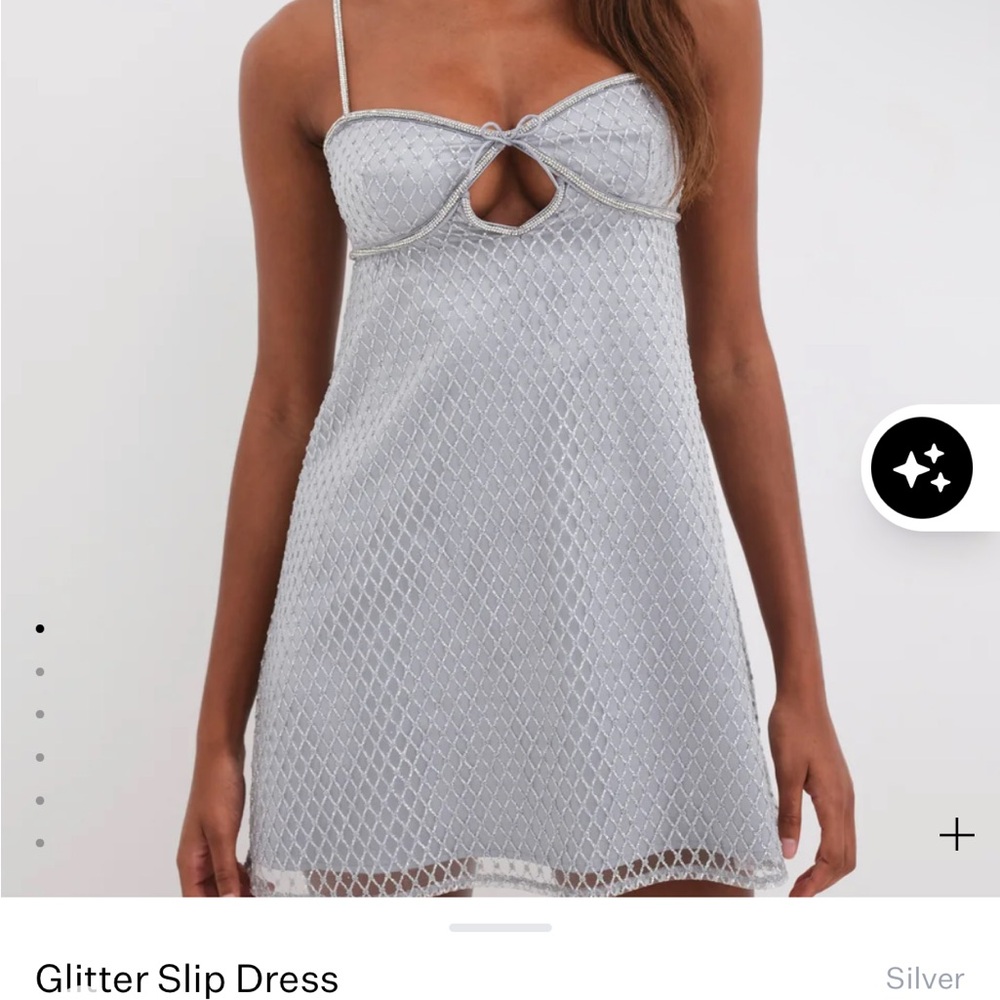 For Love And Lemons Silver Shimmer Dress